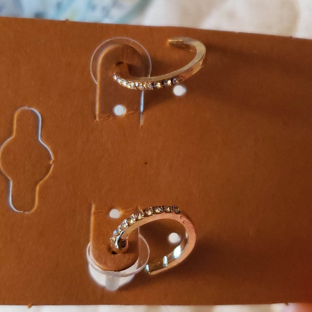Gold rhinestone hoop earrings